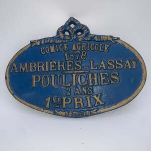 Vintage French Agricultural Competition Prize Plaque, Concours de Montluçon 1982